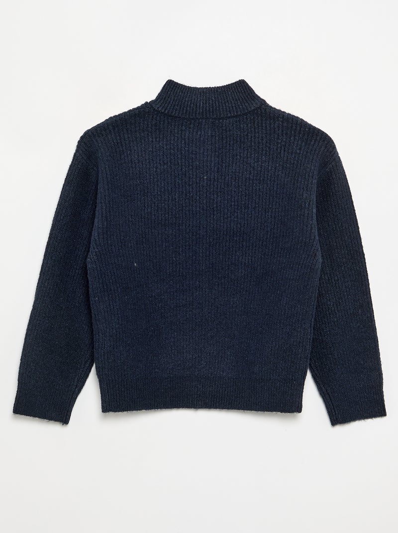 Jersey de cuello de camionero de punto grueso Azul - Kiabi
