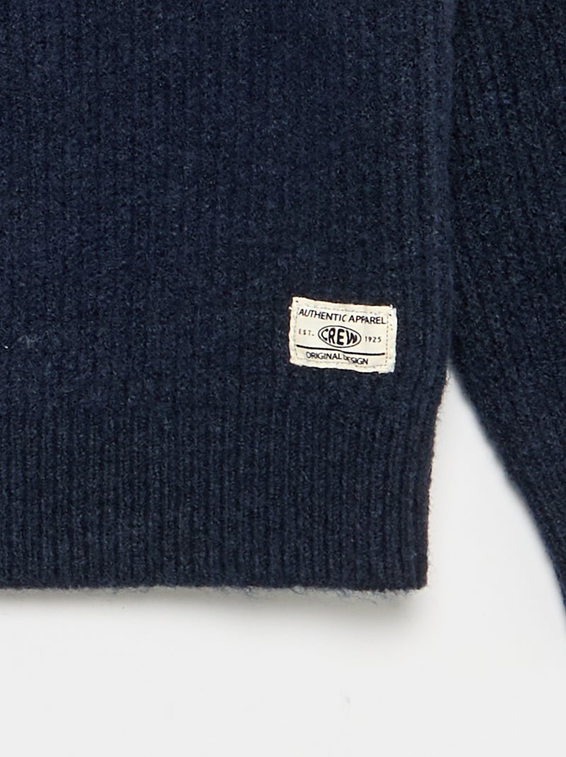 Jersey de cuello de camionero de punto grueso Azul - Kiabi