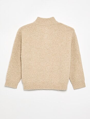 Jersey de cuello de camionero de punto grueso