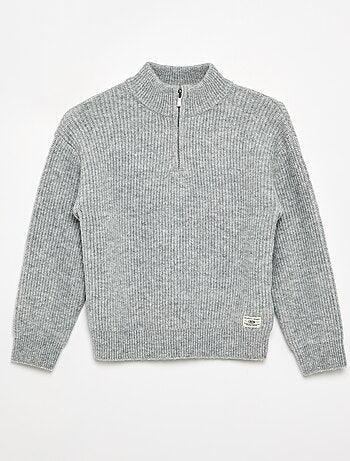 Jersey de cuello de camionero de punto grueso