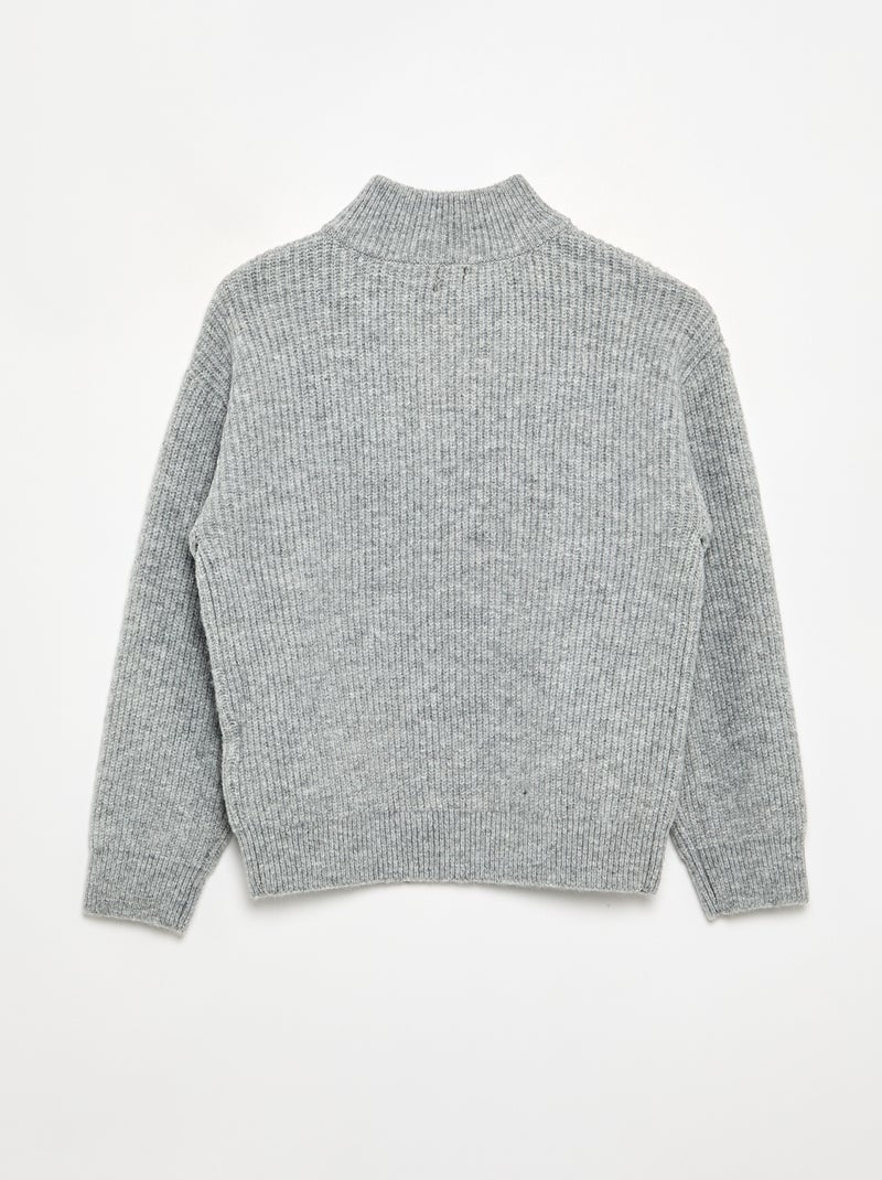 Jersey de cuello de camionero de punto grueso Gris - Kiabi