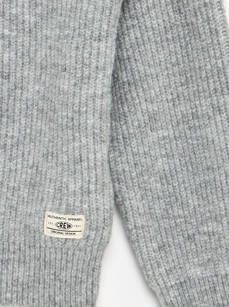 Jersey de cuello de camionero de punto grueso Gris - Kiabi