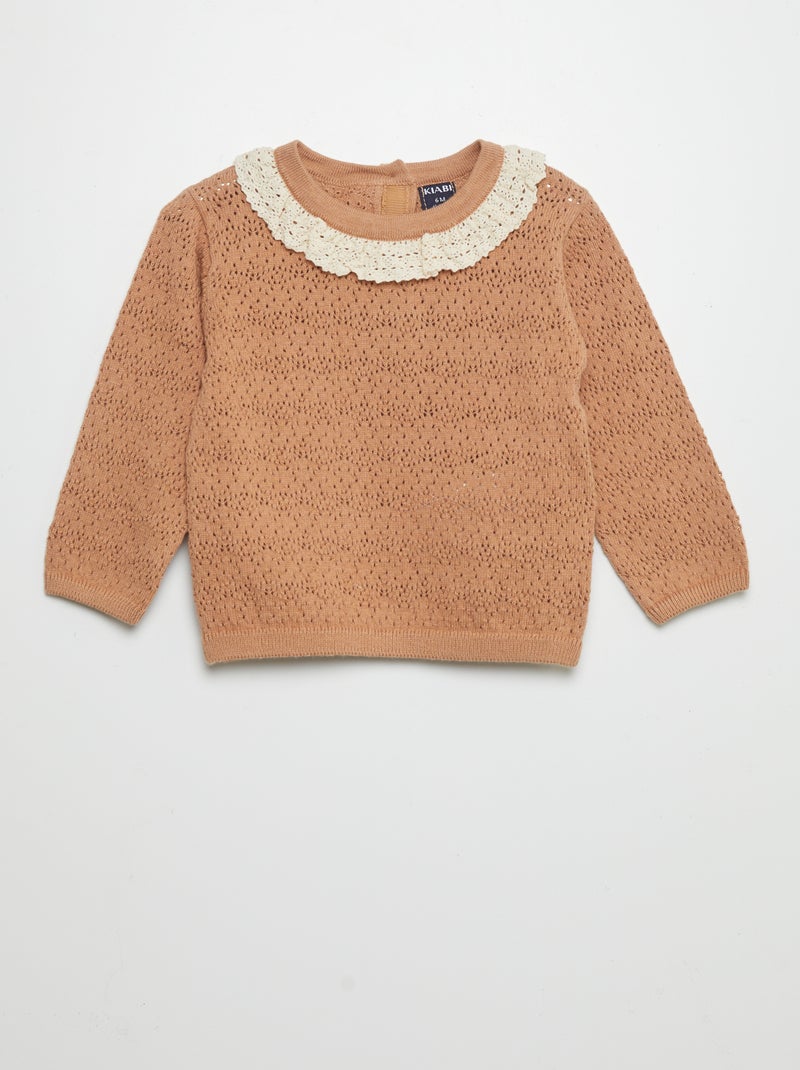 Jersey de cuello de macramé MARRON - Kiabi