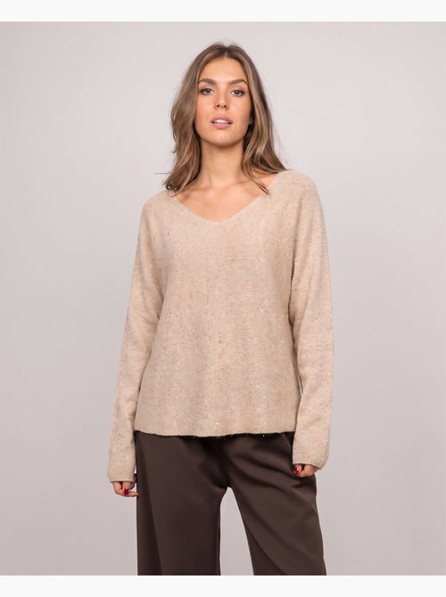 Jersey de cuello de pico de punto con hilo brillante kassiane - Kiabi Jersey de cuello de pico de punto con hilo brillante kassiane - Kiabi