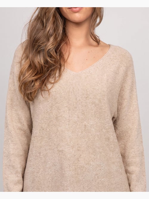 Jersey de cuello de pico de punto con hilo brillante kassiane - Kiabi Jersey de cuello de pico de punto con hilo brillante kassiane - Kiabi