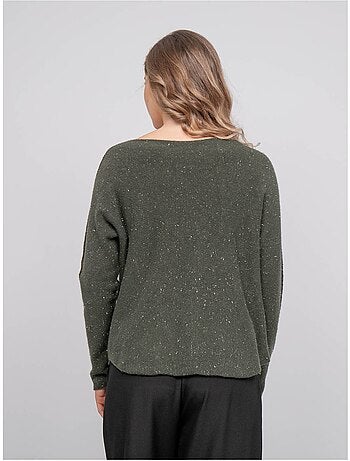Jersey de cuello de pico de punto con hilo brillante kassiane