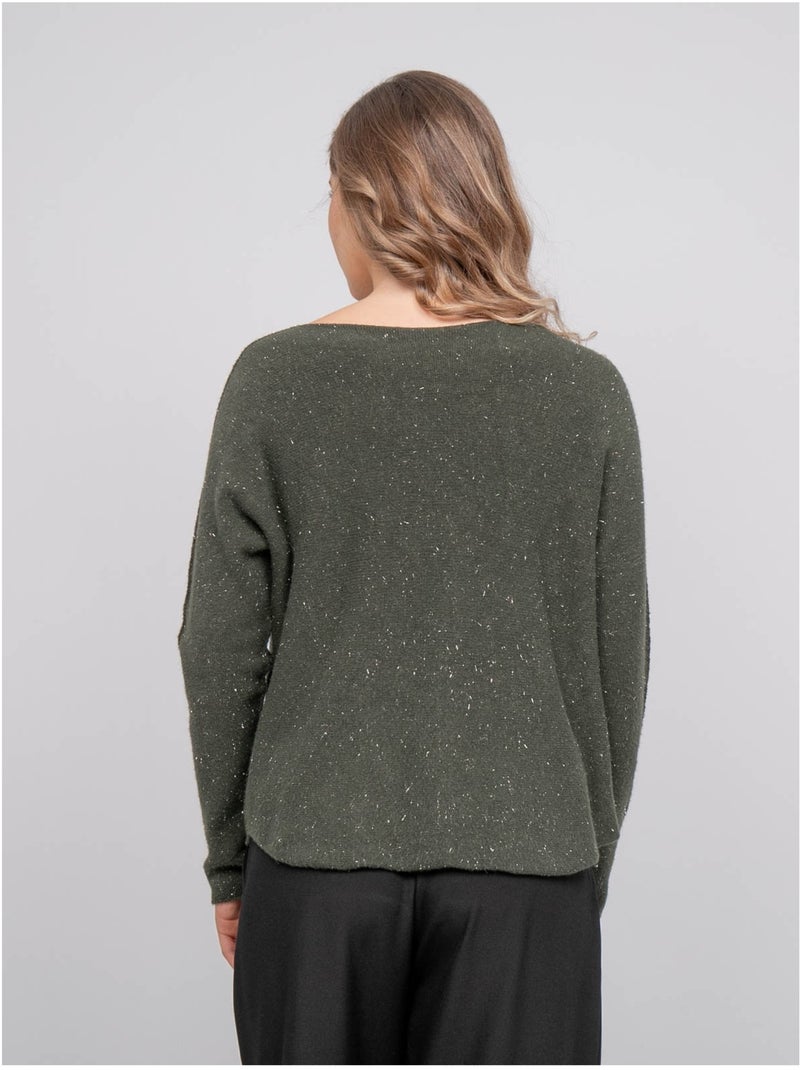 Jersey de cuello de pico de punto con hilo brillante kassiane Caqui - Kiabi