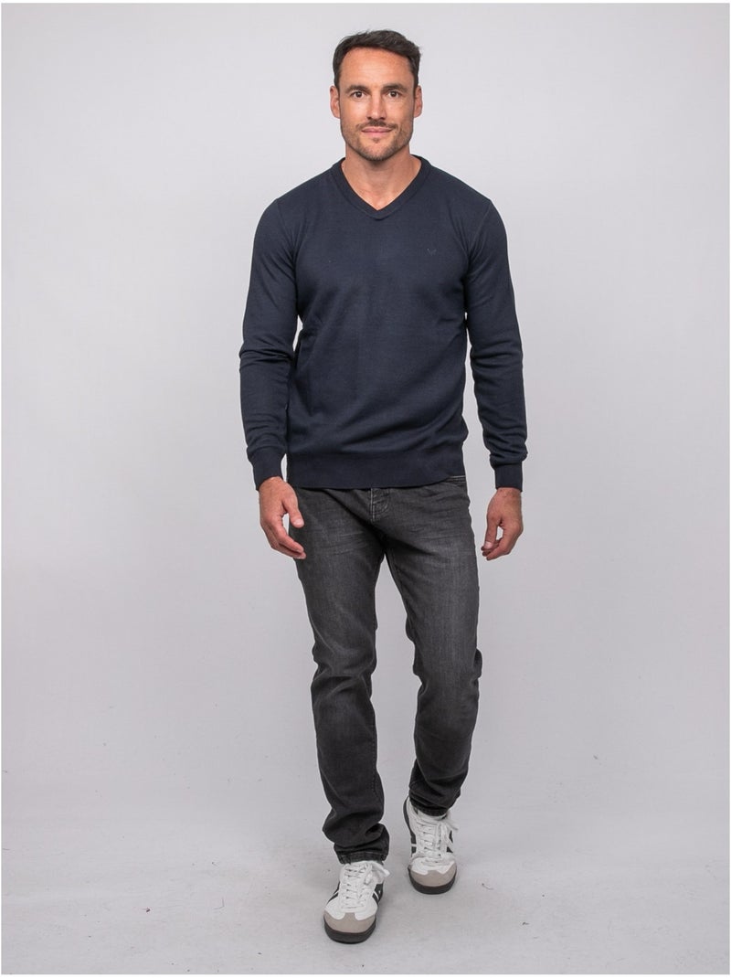Jersey de cuello de pico lamboise Azul marino - Kiabi