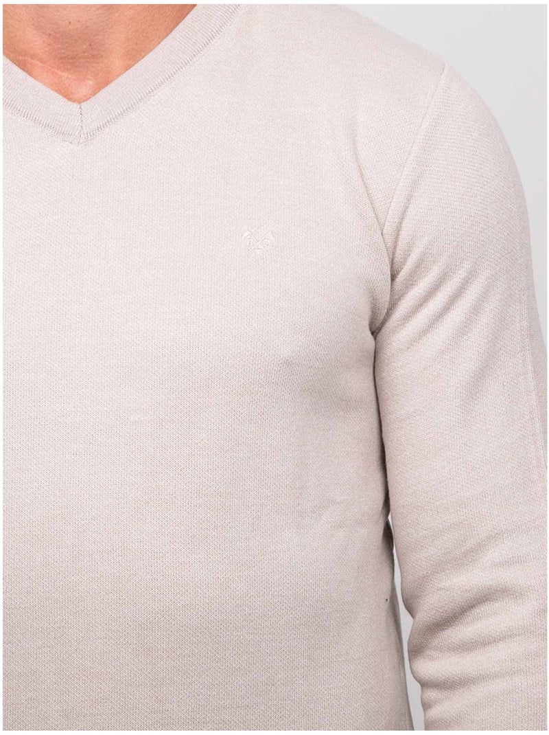 Jersey de cuello de pico lamboise Beige - Kiabi