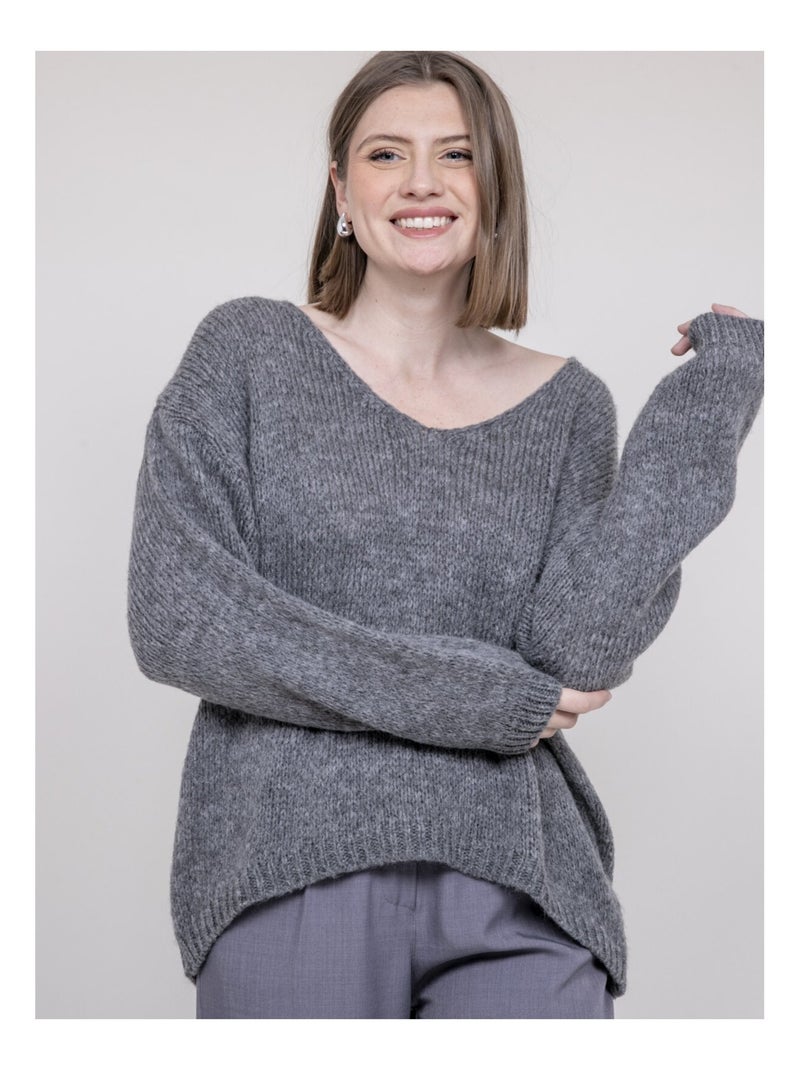 Jersey de cuello en V KLORIANE Gris - Kiabi