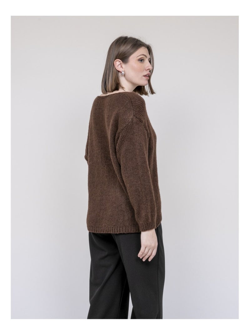 Jersey de cuello en V KLORIANE Marrón - Kiabi