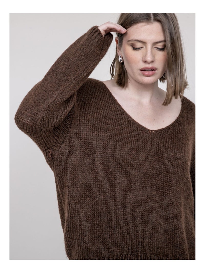 Jersey de cuello en V KLORIANE Marrón - Kiabi