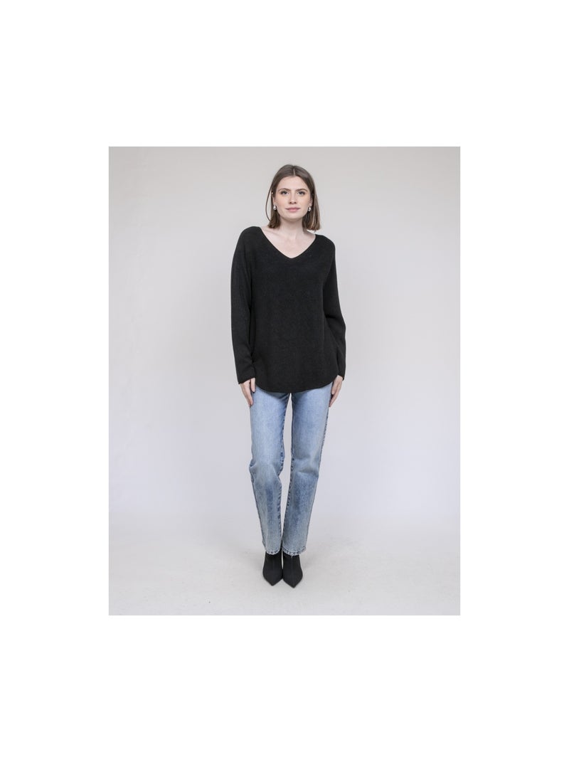 Jersey de cuello en V KORNELIA Negro - Kiabi
