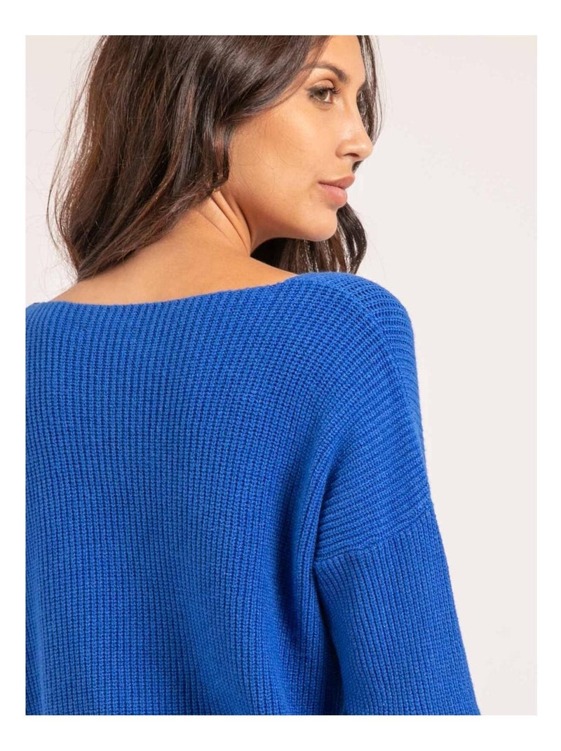 Jersey de cuello en V KYLEENA Azul real - Kiabi