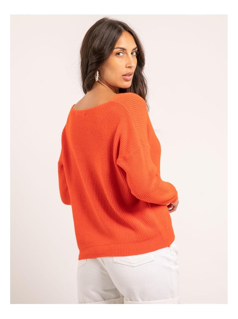 Jersey de cuello en V KYLEENA Naranja - Kiabi
