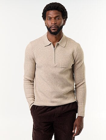 Jersey de cuello polo con cremallera