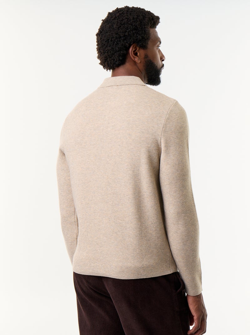 Jersey de cuello polo con cremallera Beige - Kiabi
