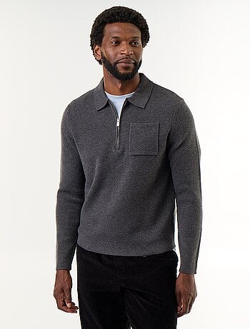 Jersey de cuello polo con cremallera