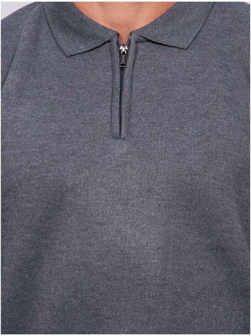 Jersey de cuello polo con cremallera larmoti Gris oscuro - Kiabi
