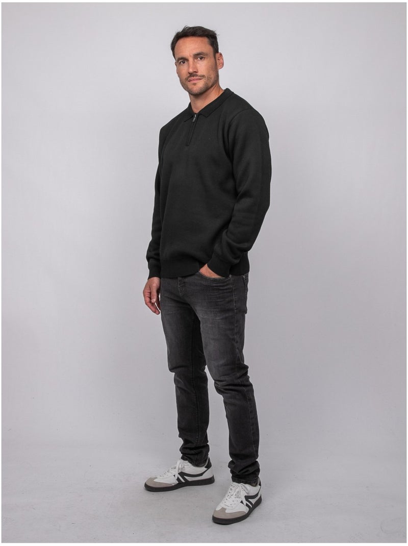 Jersey de cuello polo con cremallera larmoti Negro - Kiabi