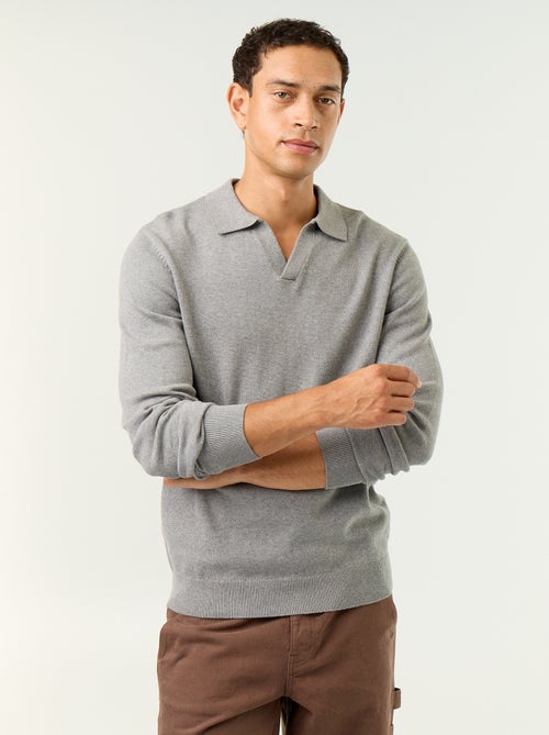 Jersey de cuello polo de manga larga - Kiabi