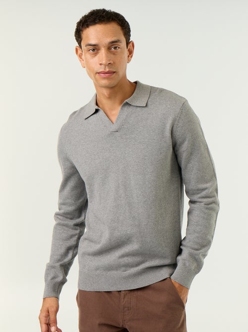 Jersey de cuello polo de manga larga - Kiabi