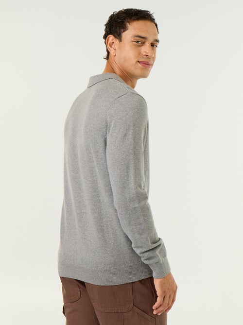 Jersey de cuello polo de manga larga - Kiabi