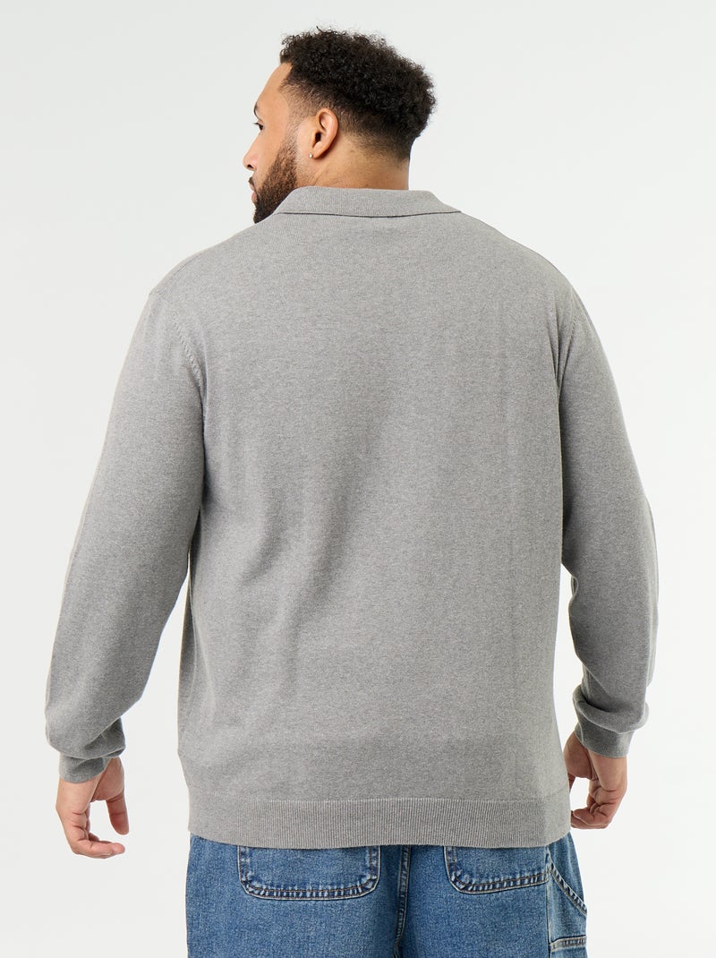 Jersey de cuello polo de manga larga Gris - Kiabi