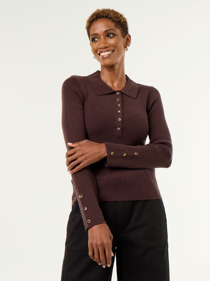 Jersey de cuello polo Marron - Kiabi