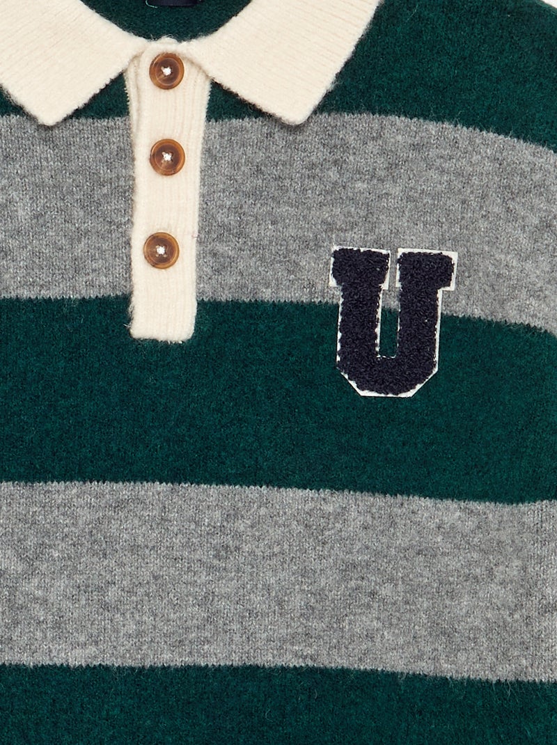 Jersey de cuello polo Verde oscuro - Kiabi