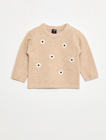 Jersey de cuello redondo con bordados