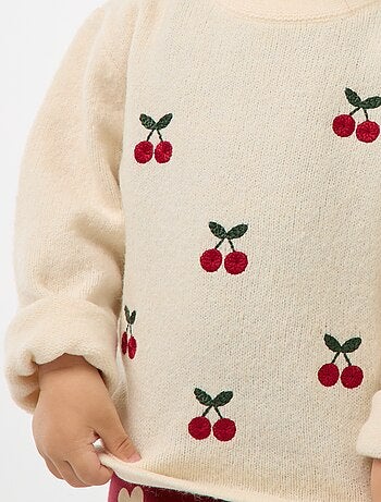 Jersey de cuello redondo con bordados