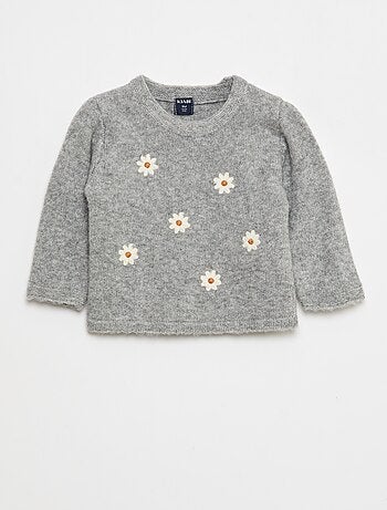 Jersey de cuello redondo con bordados