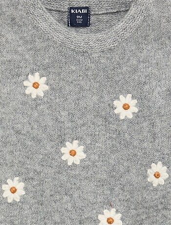 Jersey de cuello redondo con bordados