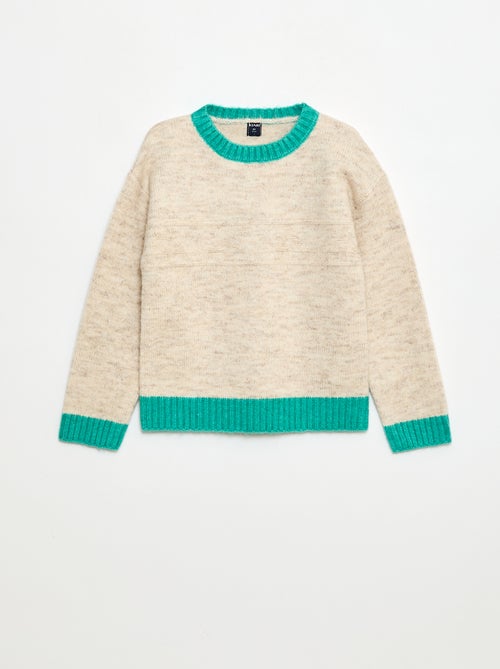 Jersey de cuello redondo con cenefa - Kiabi Jersey de cuello redondo con cenefa - Kiabi