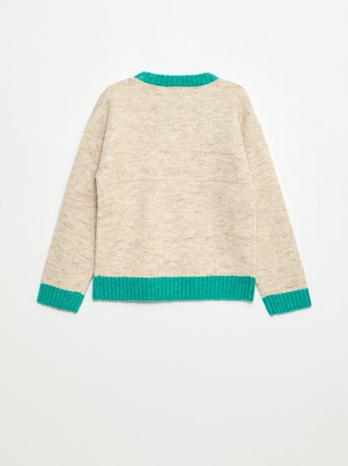 Jersey de cuello redondo con cenefa - Kiabi Jersey de cuello redondo con cenefa - Kiabi