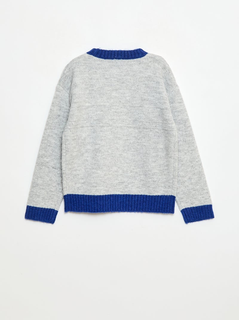 Jersey de cuello redondo con cenefa Gris - Kiabi