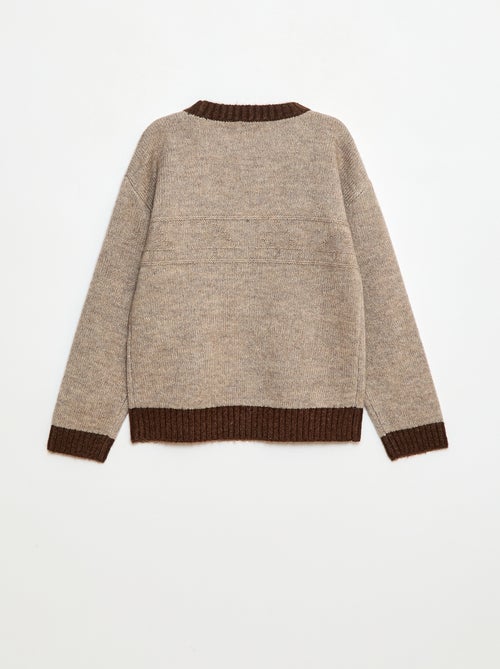 Jersey de cuello redondo con cenefa - Kiabi