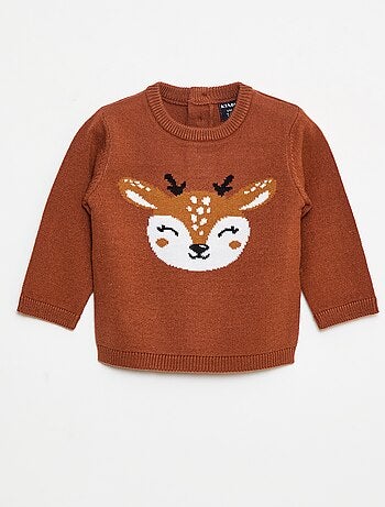 Jersey de cuello redondo con estampado de 'ciervo'