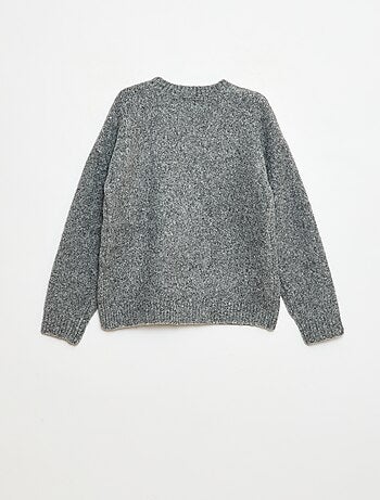 Jersey de cuello redondo con flores de croché liso