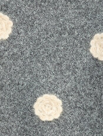 Jersey de cuello redondo con flores de crochet liso