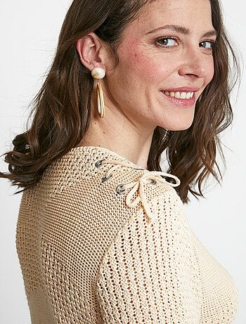 Jersey de cuello redondo con lazada de fantasía - Afibel