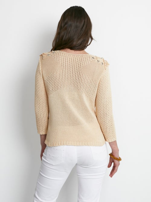 Jersey de cuello redondo con lazada de fantasía - Afibel - Kiabi