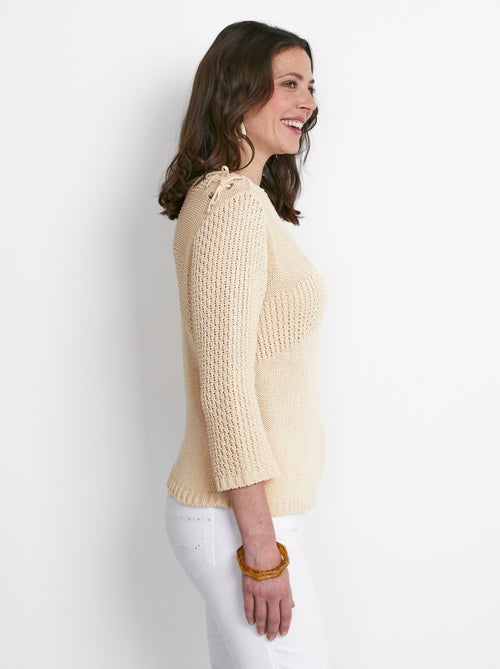 Jersey de cuello redondo con lazada de fantasía - Afibel - Kiabi