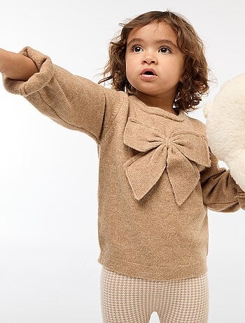 Jersey de cuello redondo con lazos liso