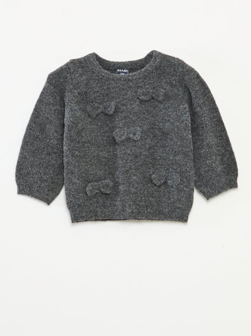 Jersey de cuello redondo con lazos liso - Kiabi