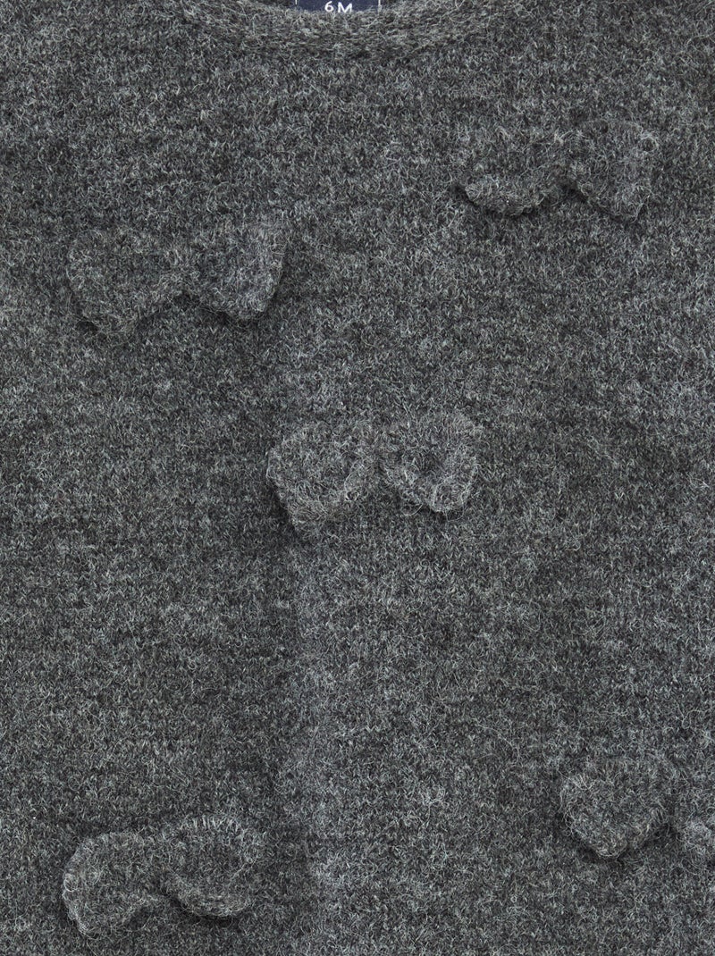 Jersey de cuello redondo con lazos liso Gris - Kiabi