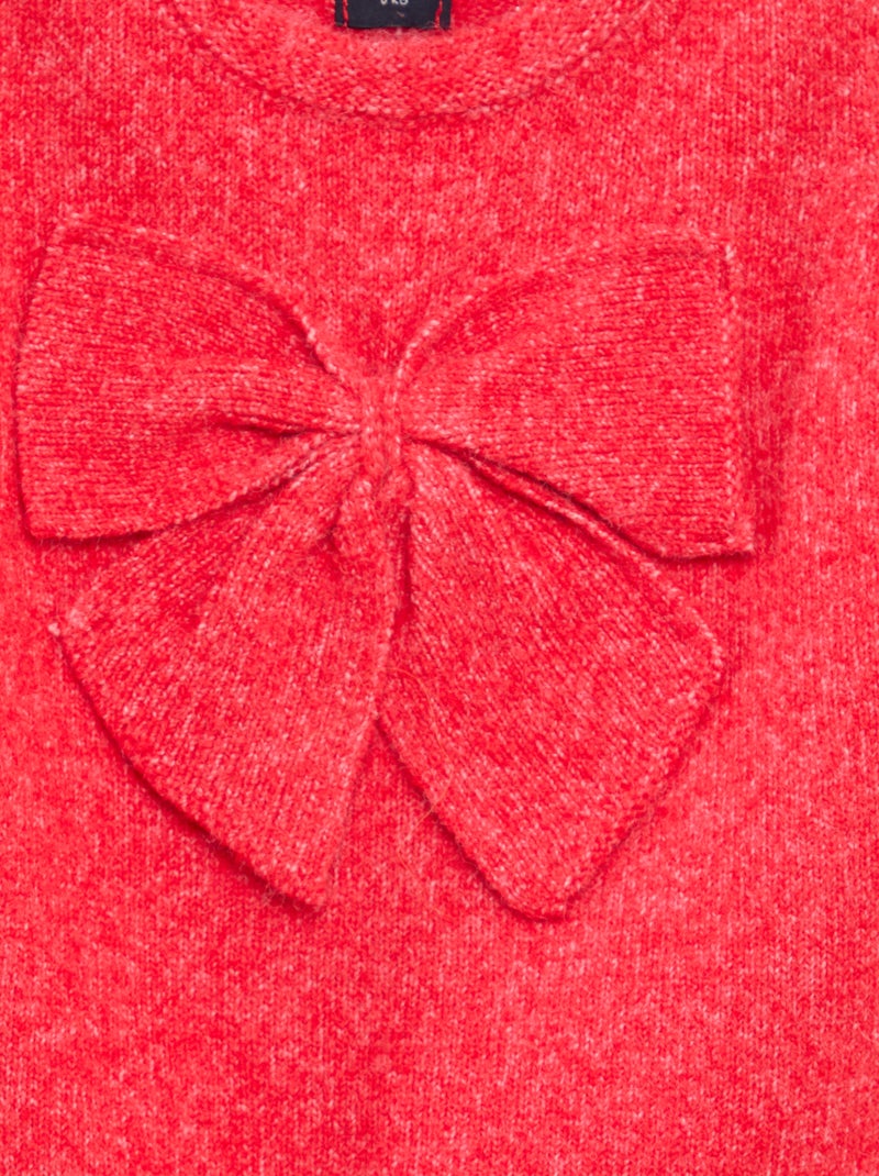 Jersey de cuello redondo con lazos liso Rojo - Kiabi