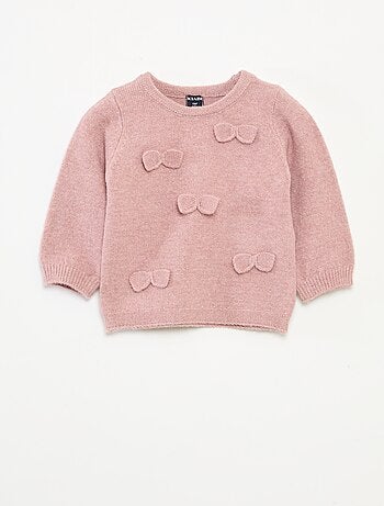 Jersey de cuello redondo con lazos liso