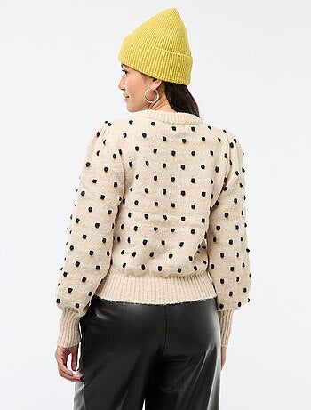 Jersey de cuello redondo con lunares en relieve